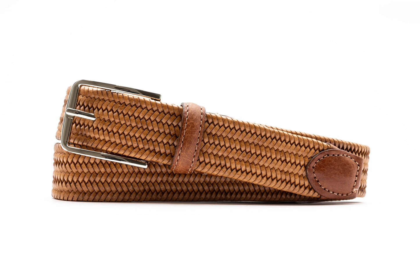 LEXINGTON BRAIDED ITALIAN SADDLE LEATHER AND ELASTIC BELT