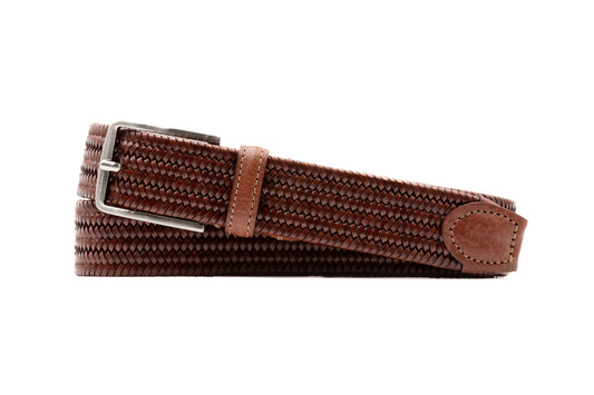 LEXINGTON BRAIDED ITALIAN SADDLE LEATHER AND ELASTIC BELT