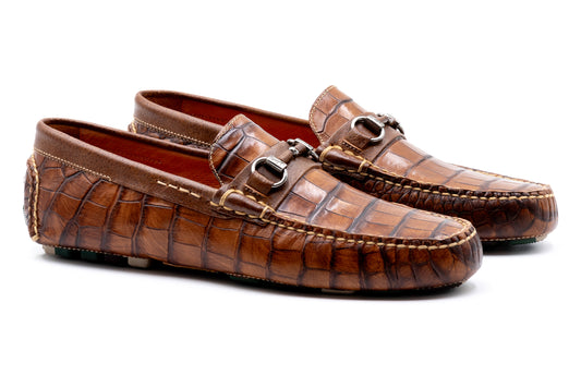 MONTE CARLO ALLIGATOR GRAIN HORSE BIT DRIVING LOAFERS