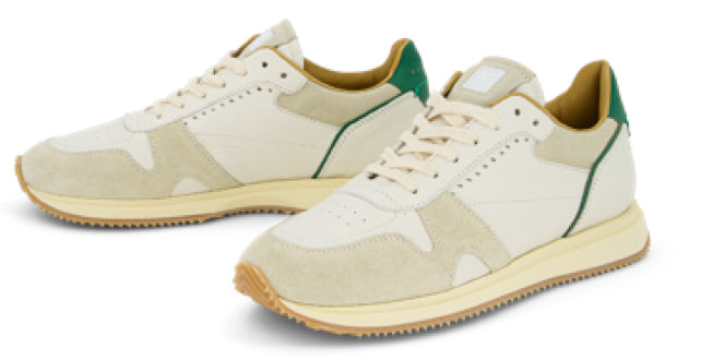 Kim White/Green Men's Leather Sneakers