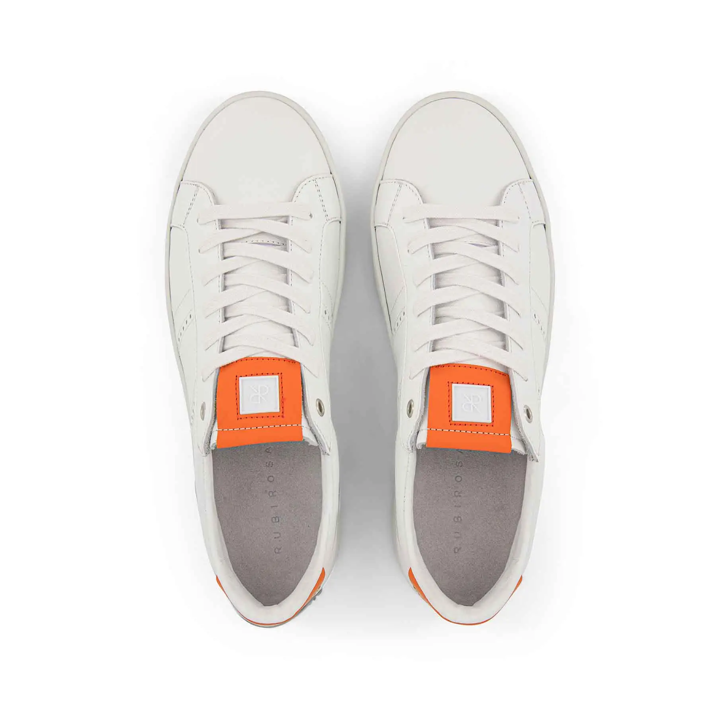Odile White Orange Men’s Leather Sneakers