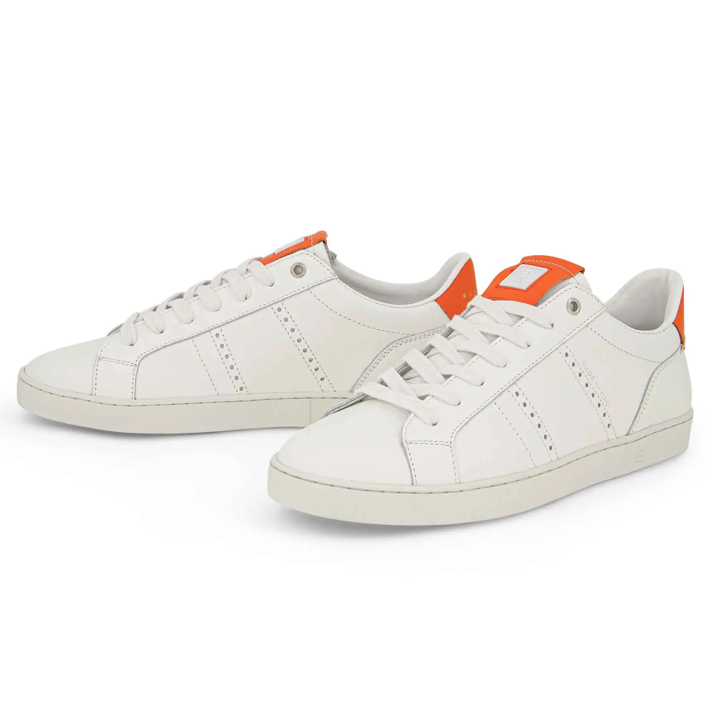 Odile White Orange Men’s Leather Sneakers